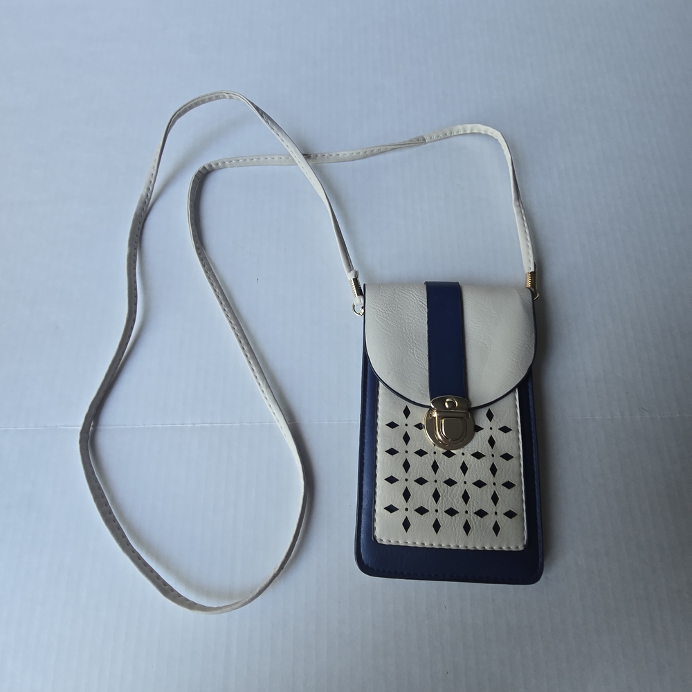 Elegant Cream and Navy blue Crossbody Bag